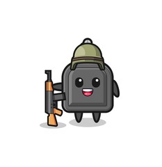 cute car key mascot as a soldier