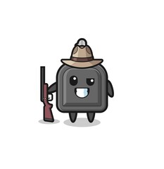 car key hunter mascot holding a gun