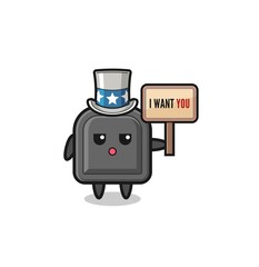 car key cartoon as uncle Sam holding the banner I want you