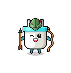electric plug cartoon as medieval archer mascot