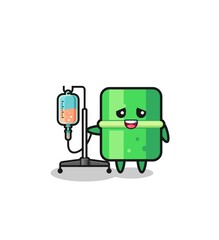 cute bamboo character standing with infusion pole