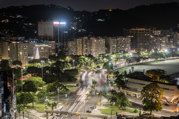 Night view of the Botafogo neighborhood at the top of the Palmado hill in Rio de Janeiro - Brazil.