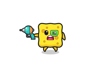 cute sponge holding a future gun