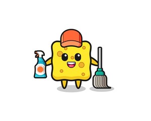 cute sponge character as cleaning services mascot