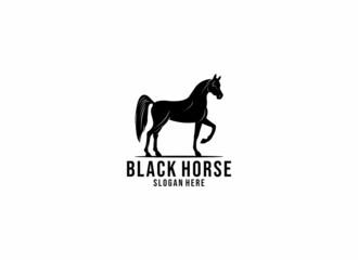 black horse logo template in white background