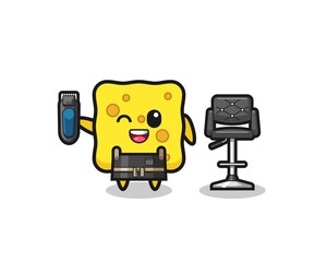 sponge barbershop is holding a trimer