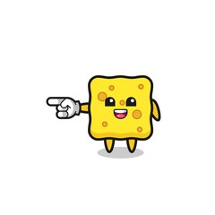sponge cartoon with pointing left gesture