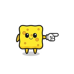 sponge mascot with pointing right gesture
