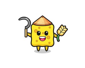 sponge Asian farmer holding paddy