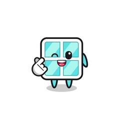 Fototapeta premium window character doing Korean finger heart