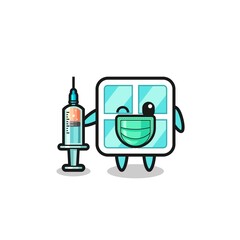 window mascot as vaccinator