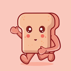 bread food character mascot running isolated cartoon in flat style design