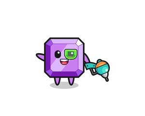 purple gemstone cartoon as future warrior mascot