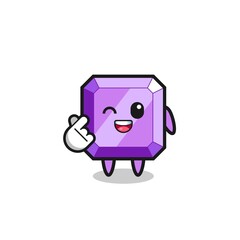purple gemstone character doing Korean finger heart