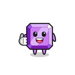 purple gemstone mascot doing thumbs up gesture
