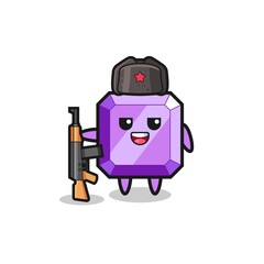 cute purple gemstone cartoon as Russian army