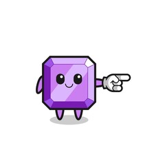 Fototapeta premium purple gemstone mascot with pointing right gesture