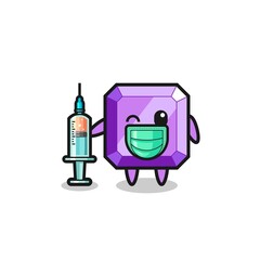 purple gemstone mascot as vaccinator