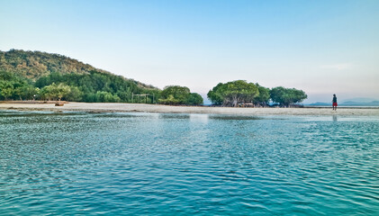 Fototapeta na wymiar Scenic View Of Tropical paradise beach, Pahawan Island, Lampung, Sumatera, Indonesia