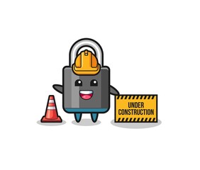 illustration of padlock with under construction banner