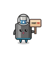 padlock cartoon as uncle Sam holding the banner I want you