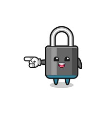 padlock cartoon with pointing left gesture