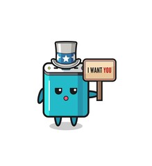 power bank cartoon as uncle Sam holding the banner I want you