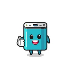 power bank mascot doing thumbs up gesture