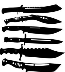vector image of different types of knives. - obrazy, fototapety, plakaty