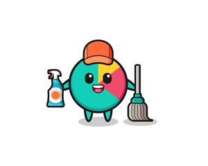 Naklejka premium cute chart character as cleaning services mascot