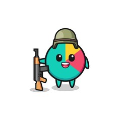 cute chart mascot as a soldier