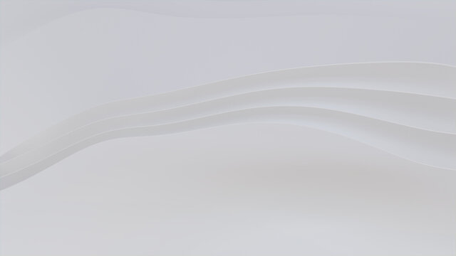 Abstract wallpaper created from White 3D Undulating lines. Light 3D Render with copy-space. 