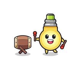 light bulb muslim cartoon is beating the bedug