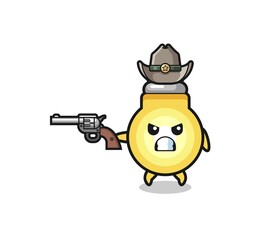 the light bulb cowboy shooting with a gun