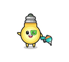 light bulb cartoon as future warrior mascot