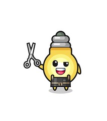 light bulb character as barbershop mascot