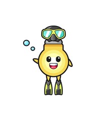 Fototapeta premium the light bulb diver cartoon character