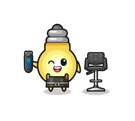 light bulb barbershop is holding a trimer