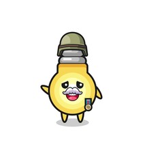 Obraz premium cute light bulb as veteran cartoon