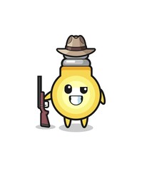 light bulb hunter mascot holding a gun