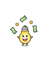 illustration of the light bulb catching money falling from the sky