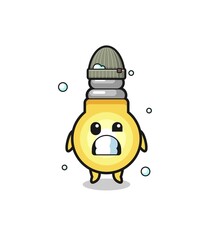 cute cartoon light bulb with shivering expression