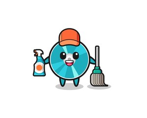cute optical disc character as cleaning services mascot