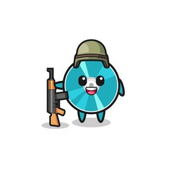 cute optical disc mascot as a soldier