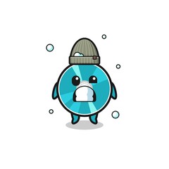 cute cartoon optical disc with shivering expression