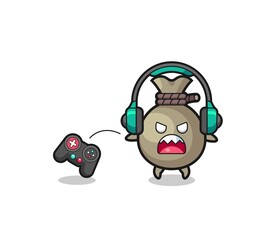 money sack gamer mascot is angry