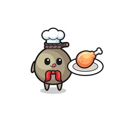 money sack fried chicken chef cartoon character