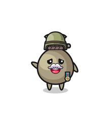 cute money sack as veteran cartoon