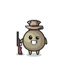 money sack hunter mascot holding a gun