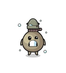 cute cartoon money sack with shivering expression